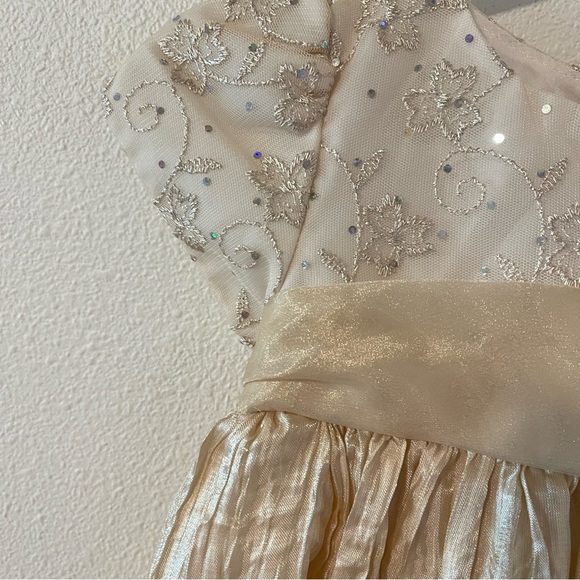 Vintage Rare Editions Champagne Gold Bling Rosette Formal Dress-12 months - Picture 5 of 10